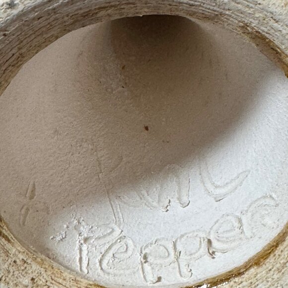 Signed Handcrafted Ceramic Goblets With Textured Stems & Rustic - Picture 9 of 10